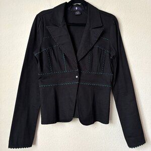 Vintage Y2K Morbid Threads Goth Fitted Jacket Blazer Scallop Trim